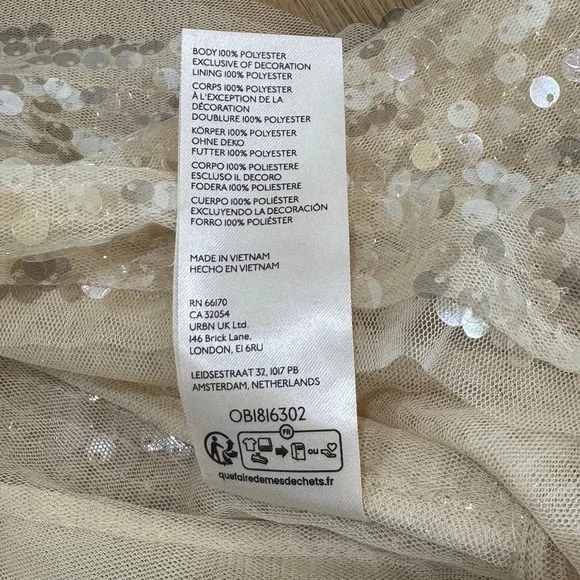 ANTHROPOLOGIE Sequin Ruffled Tank Size M Buttery Cream Party Blouse MSRP $98 - Picture 7 of 10